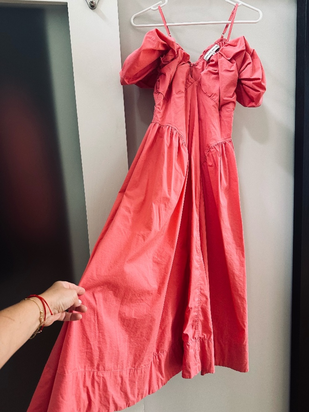 English Factory Maxi Dress · Red · Puff Sleeves · Thin Straps · Size M